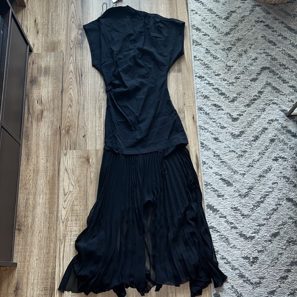 NEW! Zara Black Asymmetrical Pleated Dress - Picture 7 of 13